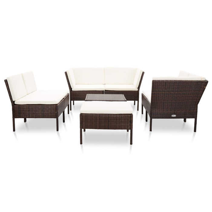 Set mobilier de grădină cu perne, 8 piese, maro, poliratan - WALTI WALTI