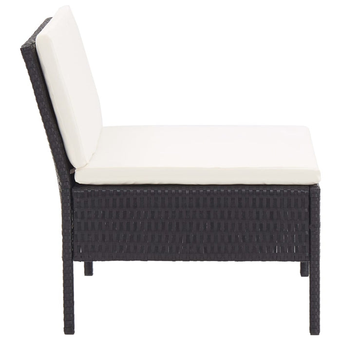 Set mobilier de grădină cu perne, 8 piese, negru, poliratan WALTI