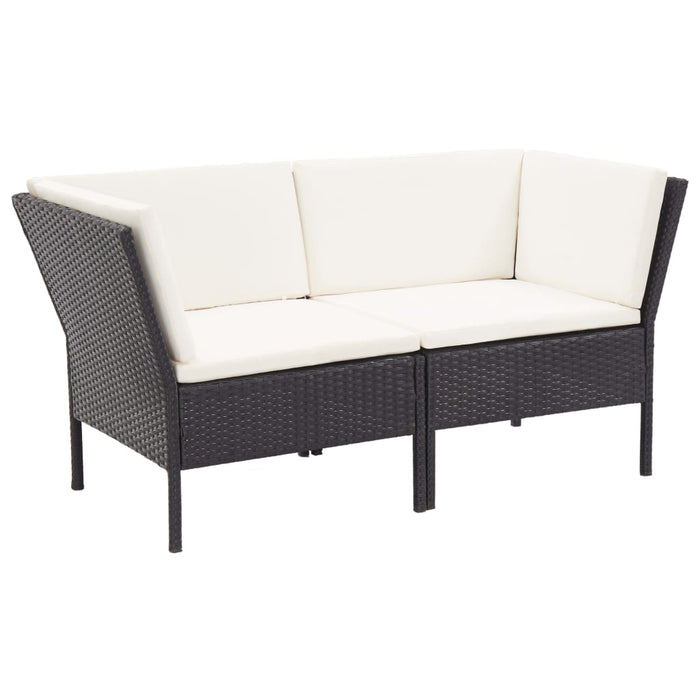 Set mobilier de grădină cu perne, 8 piese, negru, poliratan WALTI