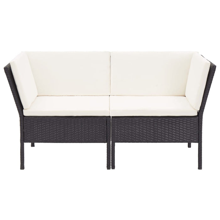 Set mobilier de grădină cu perne, 8 piese, negru, poliratan WALTI
