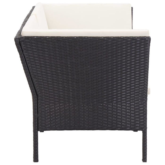 Set mobilier de grădină cu perne, 8 piese, negru, poliratan WALTI