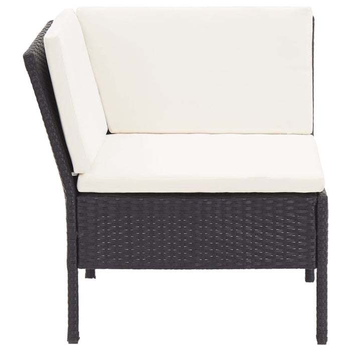 Set mobilier de grădină cu perne, 8 piese, negru, poliratan WALTI