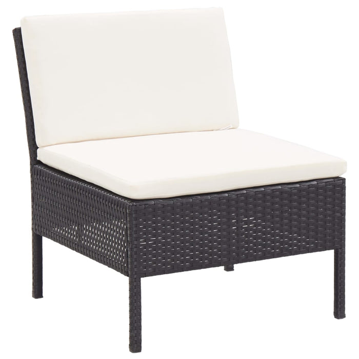 Set mobilier de grădină cu perne, 8 piese, negru, poliratan WALTI