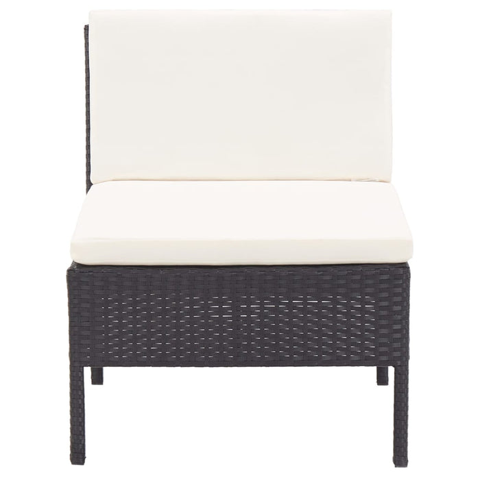 Set mobilier de grădină cu perne, 8 piese, negru, poliratan WALTI