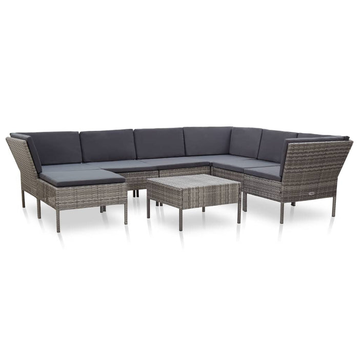 Set mobilier de grădină cu perne, 8 piese, gri, poliratan - WALTI WALTI
