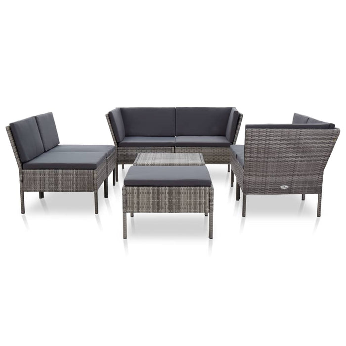 Set mobilier de grădină cu perne, 8 piese, gri, poliratan - WALTI WALTI