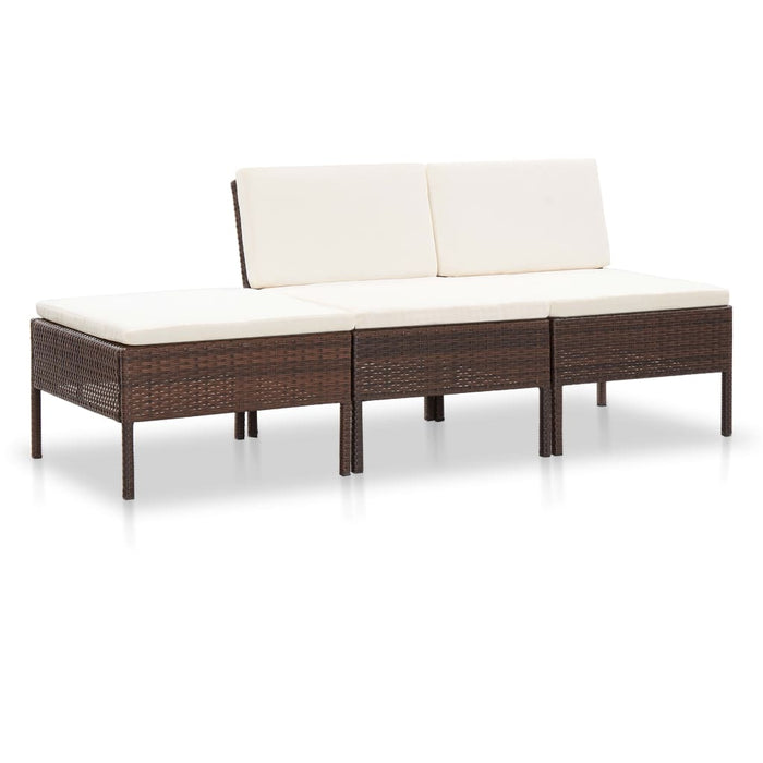 Set mobilier de grădină cu perne, 3 piese, maro, poliratan WALTI