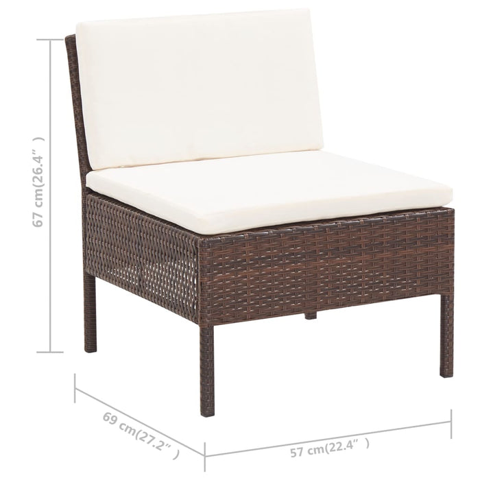 Set mobilier de grădină cu perne, 3 piese, maro, poliratan WALTI