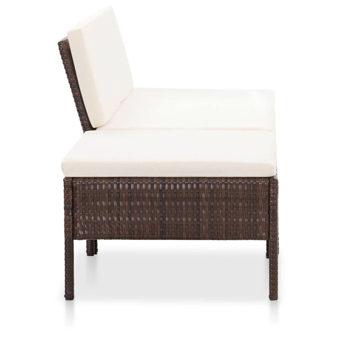 Set mobilier de grădină cu perne, 3 piese, maro, poliratan WALTI