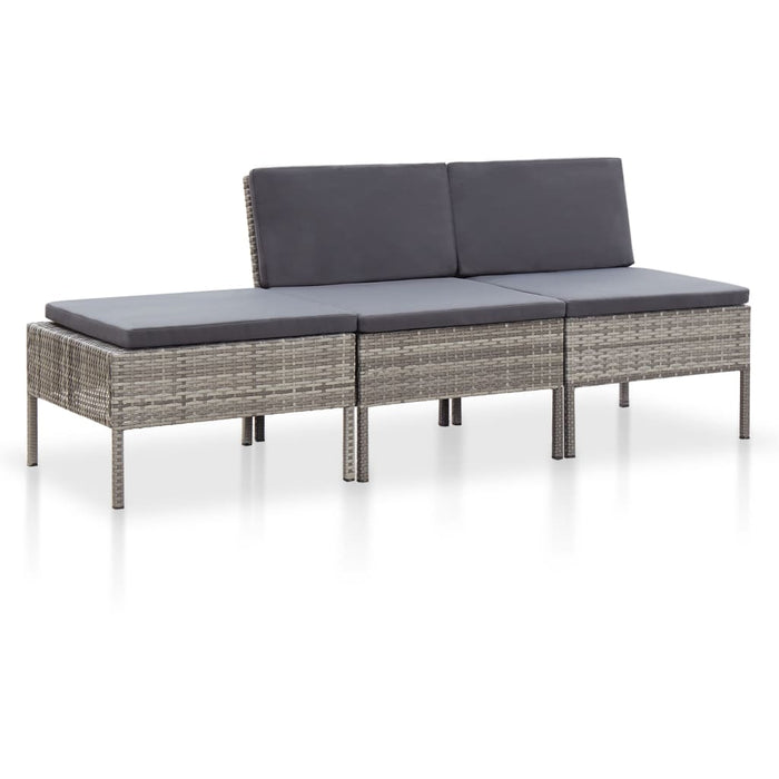 Set mobilier de grădină cu perne, 3 piese, gri, poliratan - WALTI WALTI