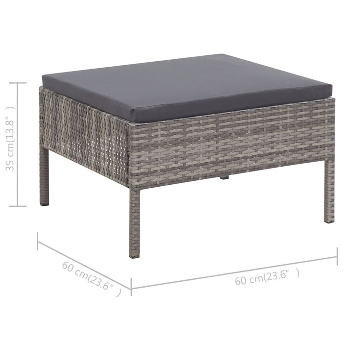Set mobilier de grădină cu perne, 3 piese, gri, poliratan - WALTI WALTI