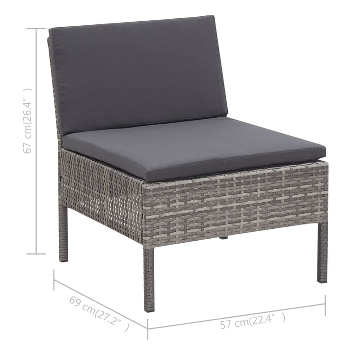 Set mobilier de grădină cu perne, 3 piese, gri, poliratan - WALTI WALTI