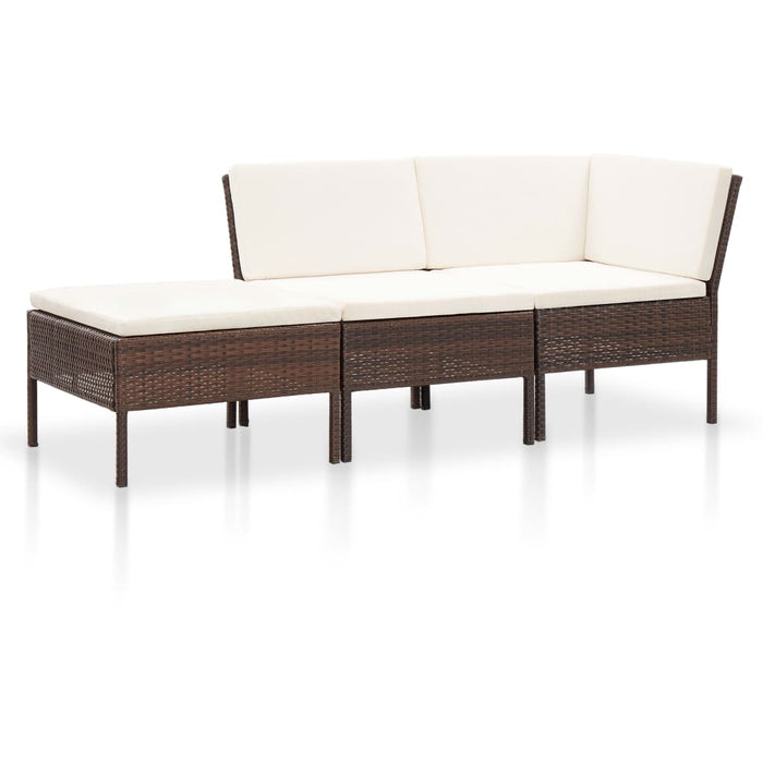 Set mobilier de grădină cu perne, 3 piese, maro, poliratan - WALTI WALTI