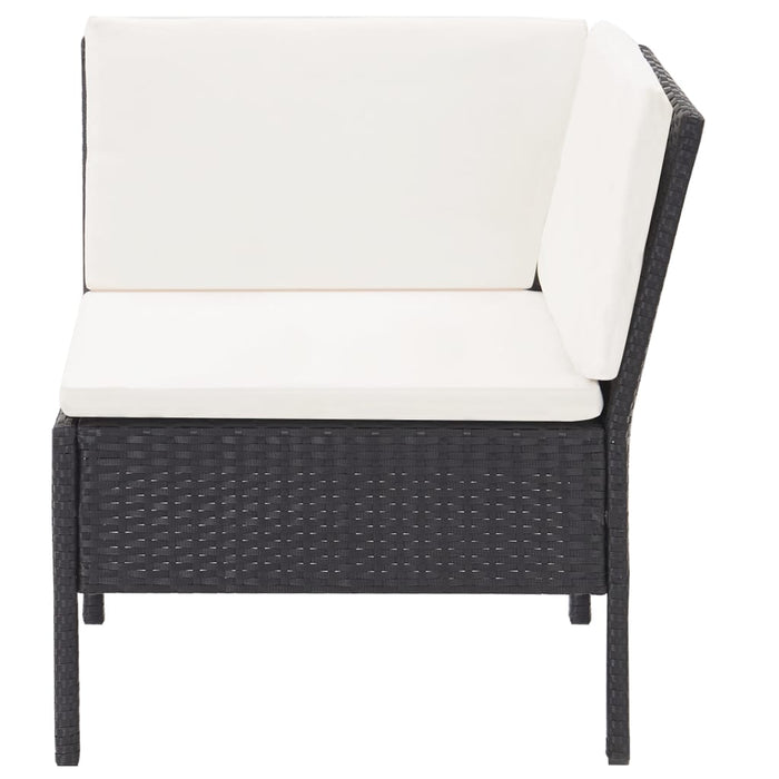 Set mobilier de grădină cu perne, 3 piese, negru, poliratan - WALTI WALTI