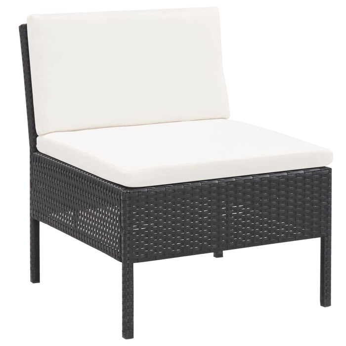 Set mobilier de grădină cu perne, 3 piese, negru, poliratan - WALTI WALTI