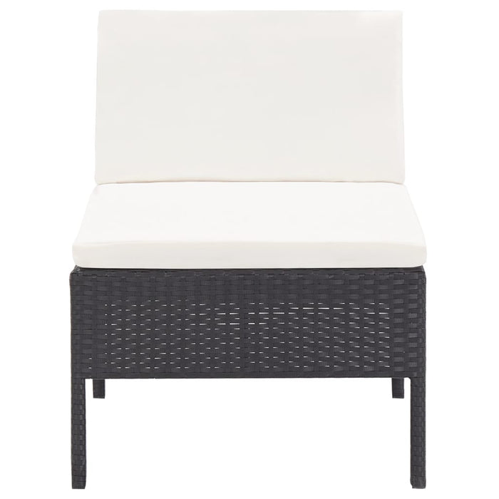 Set mobilier de grădină cu perne, 3 piese, negru, poliratan - WALTI WALTI