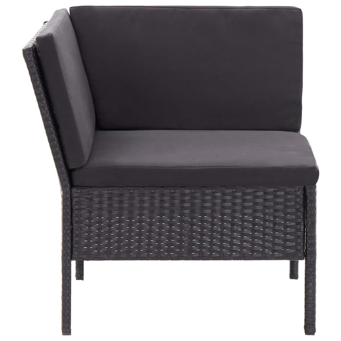 Set mobilier de grădină cu perne, 3 piese, negru, poliratan - WALTI WALTI