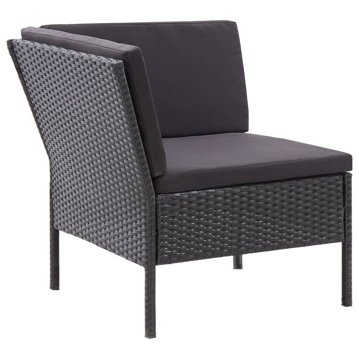 Set mobilier de grădină cu perne, 3 piese, negru, poliratan - WALTI WALTI