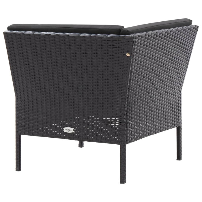 Set mobilier de grădină cu perne, 3 piese, negru, poliratan - WALTI WALTI