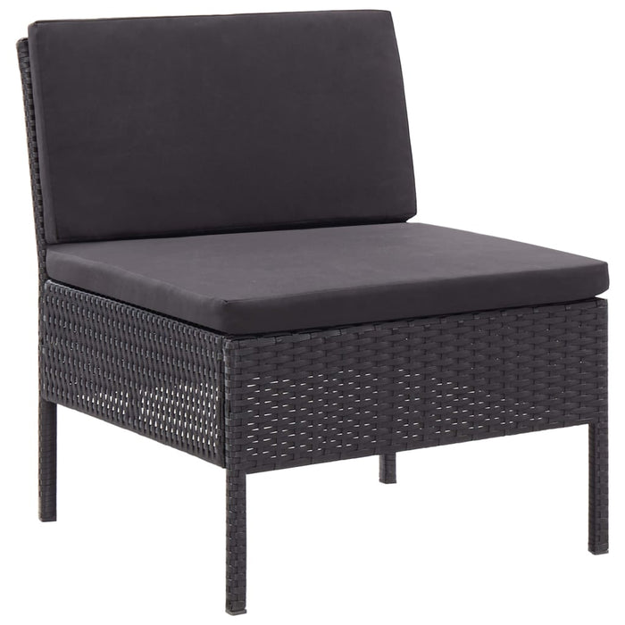 Set mobilier de grădină cu perne, 3 piese, negru, poliratan - WALTI WALTI
