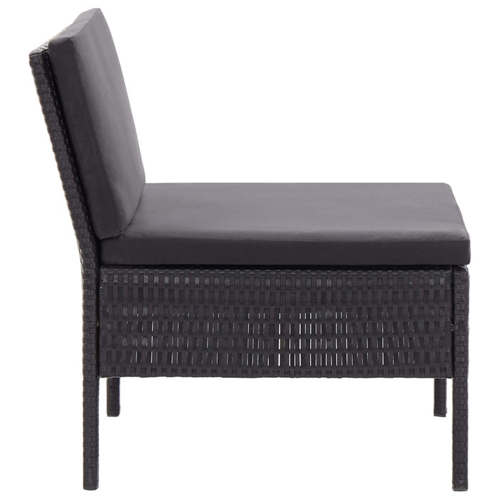 Set mobilier de grădină cu perne, 3 piese, negru, poliratan - WALTI WALTI