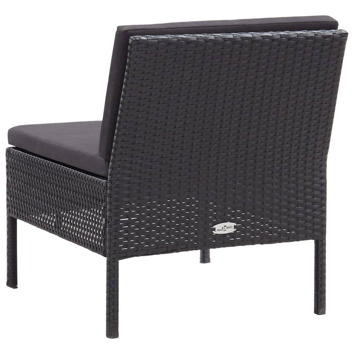 Set mobilier de grădină cu perne, 3 piese, negru, poliratan - WALTI WALTI
