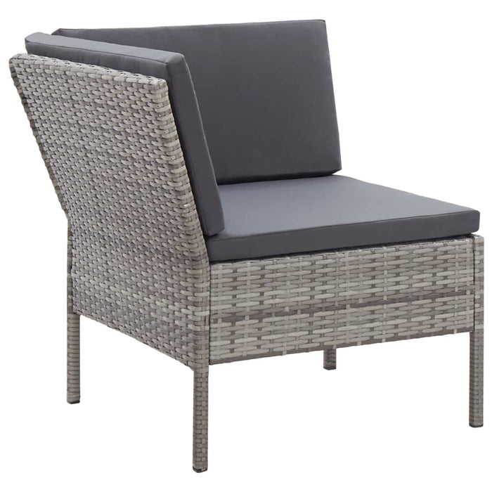 Set mobilier de grădină cu perne, 3 piese, gri, poliratan WALTI