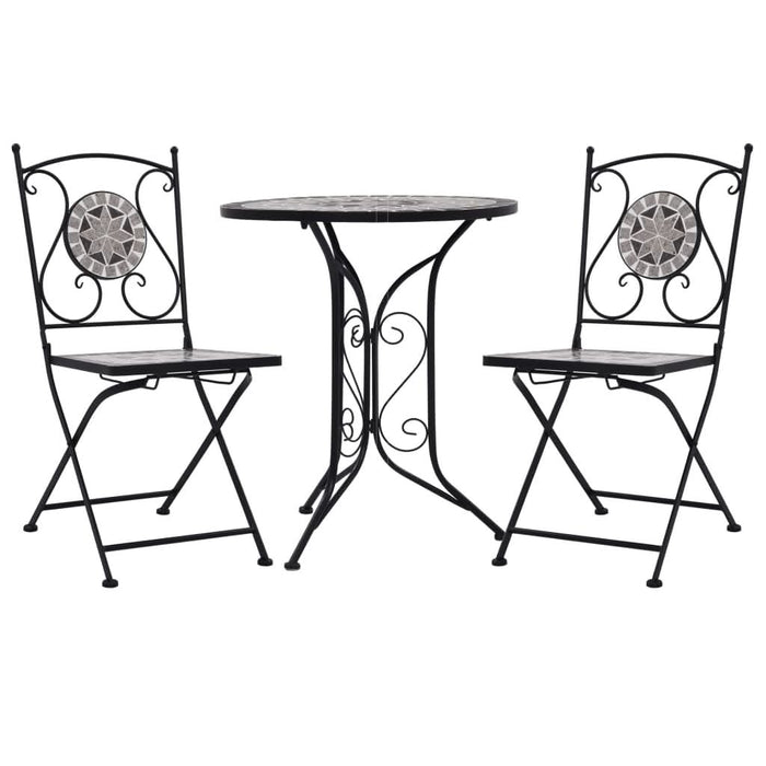 Set bistro mozaic, 3 piese, gri, placă ceramică - WALTI WALTI