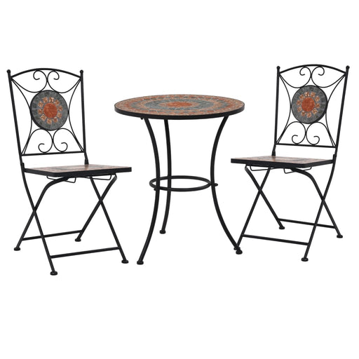 Set bistro mozaic, 3 piese, portocaliu/gri, placă ceramică - WALTI WALTI