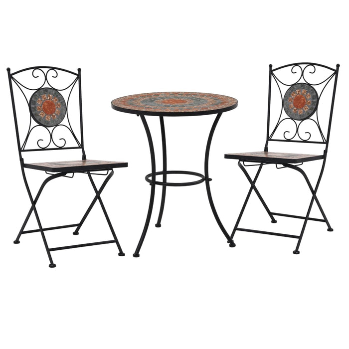 Set bistro mozaic, 3 piese, portocaliu/gri, placă ceramică - WALTI WALTI
