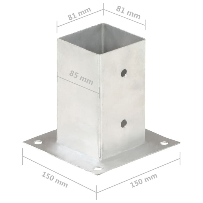 Suporți stâlp, 4 buc., metal galvanizat, 81 mm - WALTI WALTI