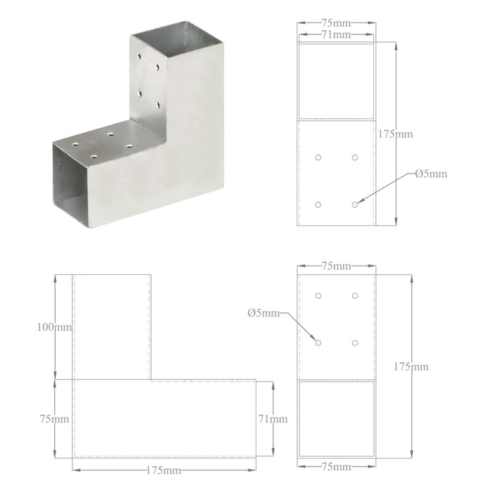 Conector de grindă, formă L, 71 x 71 mm, metal galvanizat - WALTI WALTI