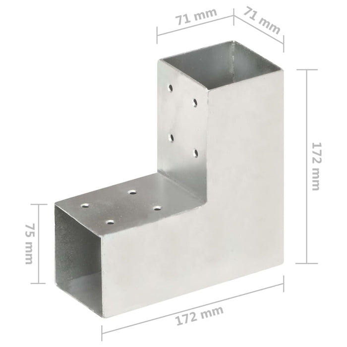Conectori de grindă, formă L, 4 buc, 71x71 mm, metal galvanizat - WALTI WALTI