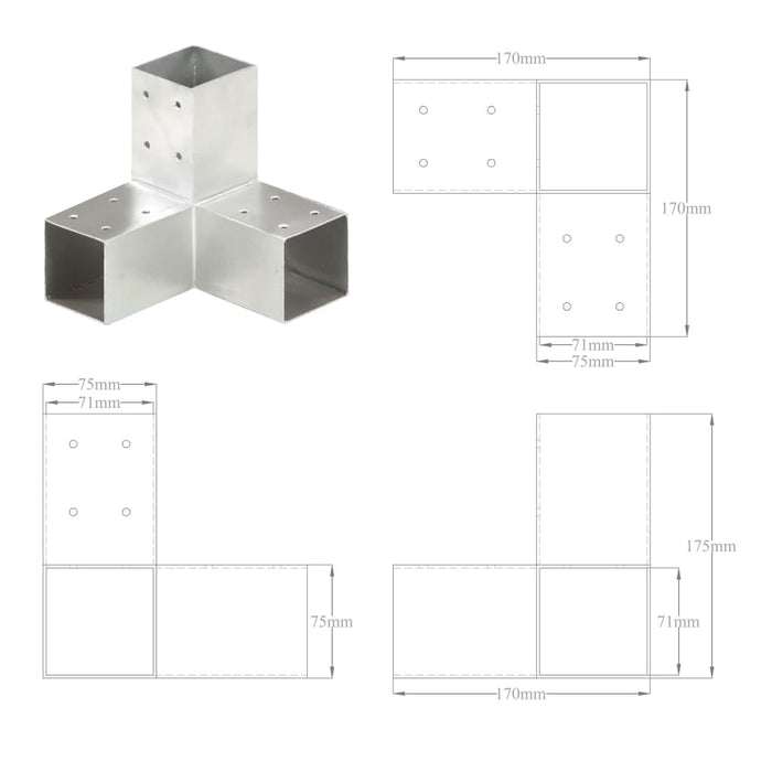Conector de grindă, formă Y, 71 x 71 mm, metal galvanizat - WALTI WALTI