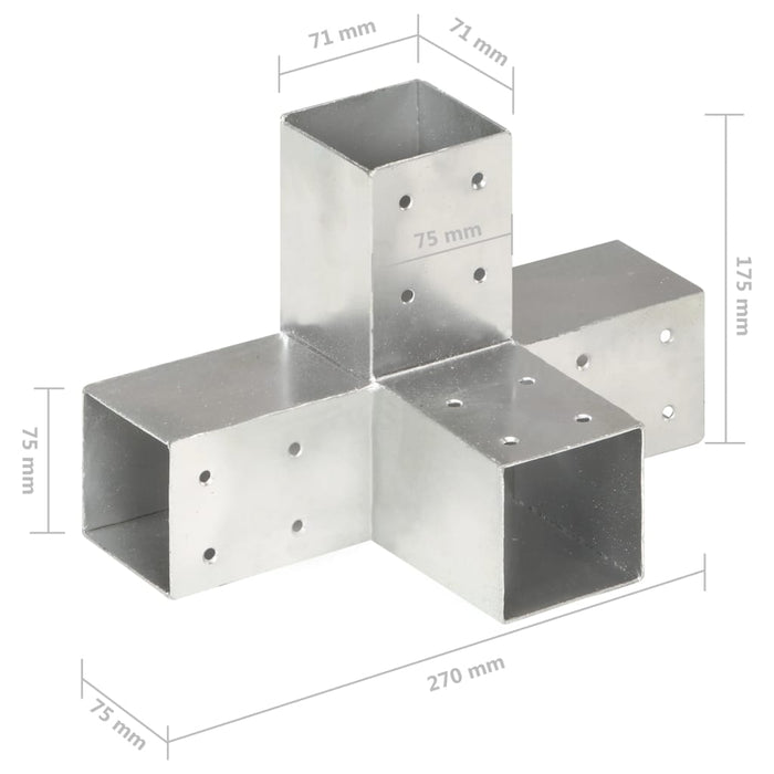 Conector de grindă, formă X, 71 x 71 mm, metal galvanizat - WALTI WALTI