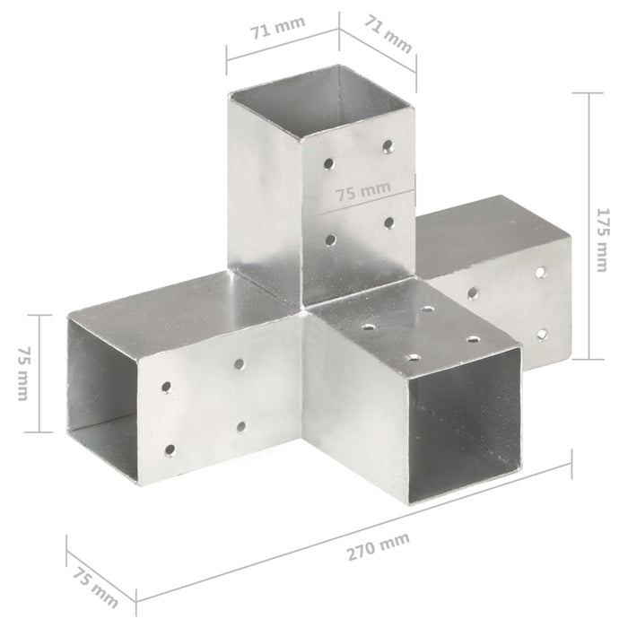 Conectori de grindă, formă X, 4 buc, 71x71 mm, metal galvanizat - WALTI WALTI