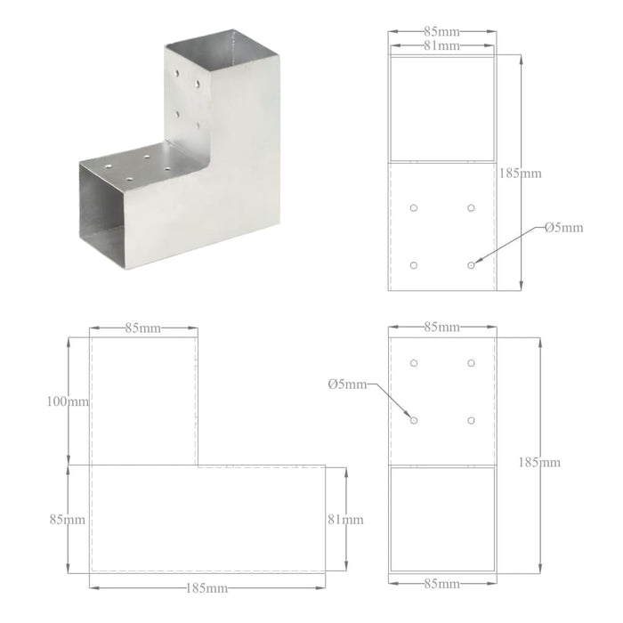 Conector de grindă, formă L, 81 x 81 mm, metal galvanizat - WALTI WALTI