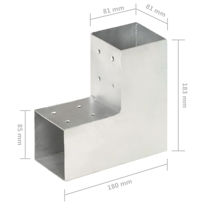 Conectori de grindă, formă L, 4 buc, 81x81 mm, metal galvanizat - WALTI WALTI