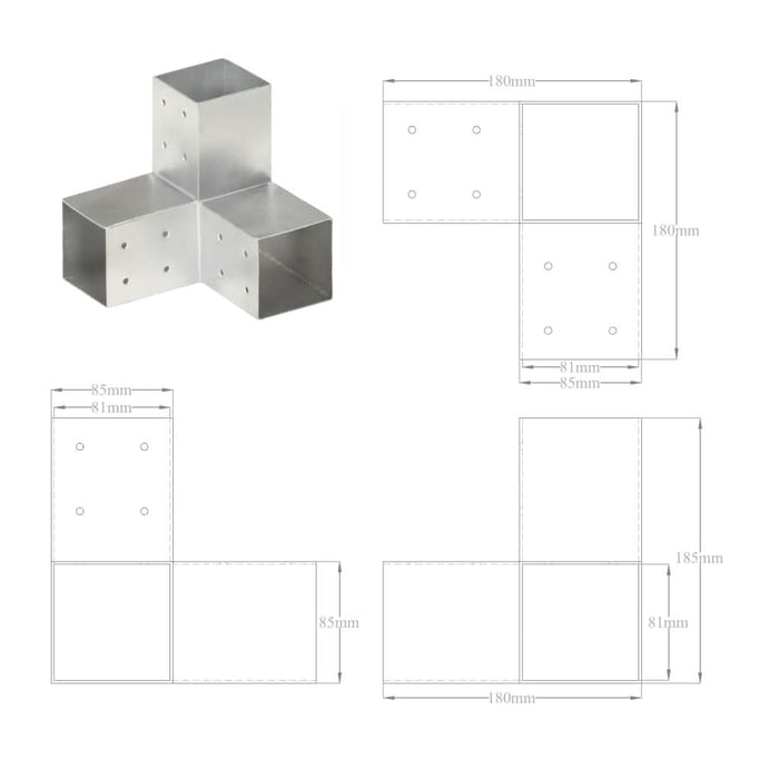 Conector de grindă, formă Y, 81 x 81 mm, metal galvanizat - WALTI WALTI