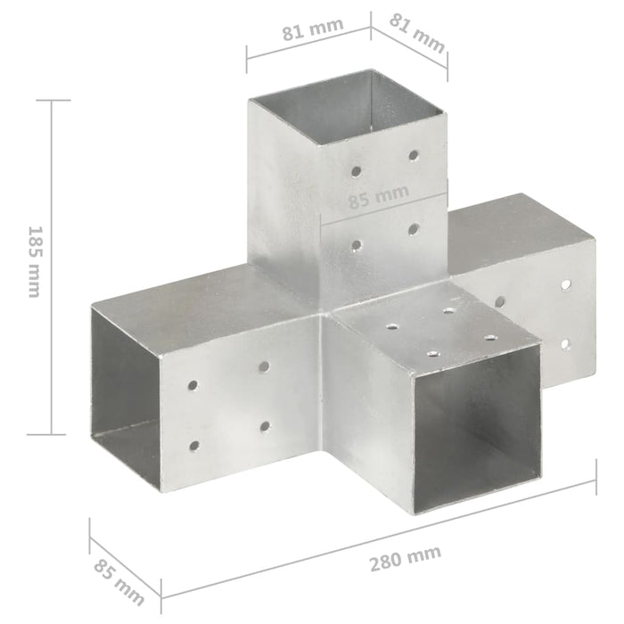 Conectori de grindă, formă X, 4 buc, 81x81 mm, metal galvanizat - WALTI WALTI