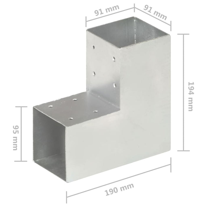 Conectori de grindă, formă L, 4 buc, 91x91 mm, metal galvanizat - WALTI WALTI