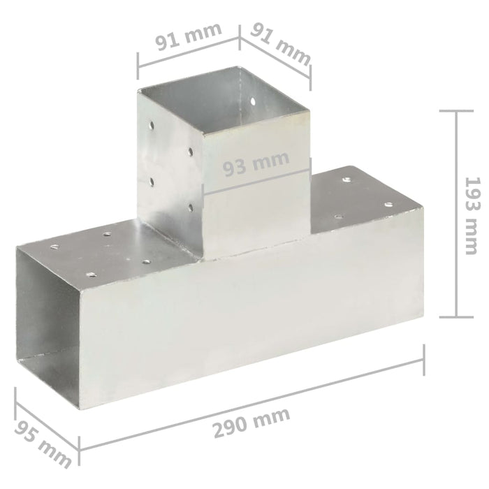 Conectori de grindă, 4 buc, formă T, 91x91 mm, metal galvanizat - WALTI WALTI