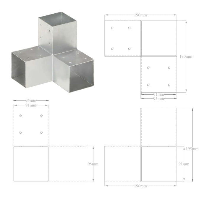 Conectori de grindă, formă Y, 4 buc, 91x91 mm, metal galvanizat - WALTI WALTI