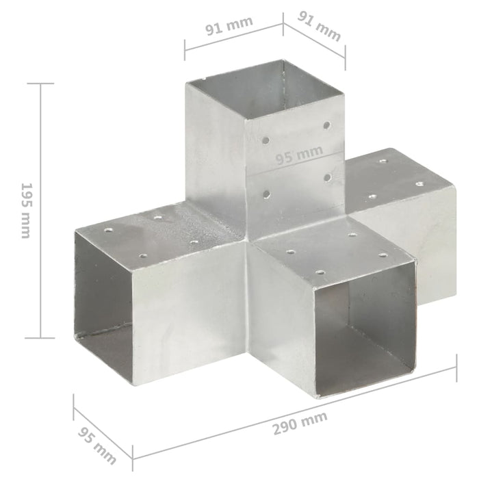 Conectori de grindă, formă X, 4 buc, 91x91 mm, metal galvanizat - WALTI WALTI