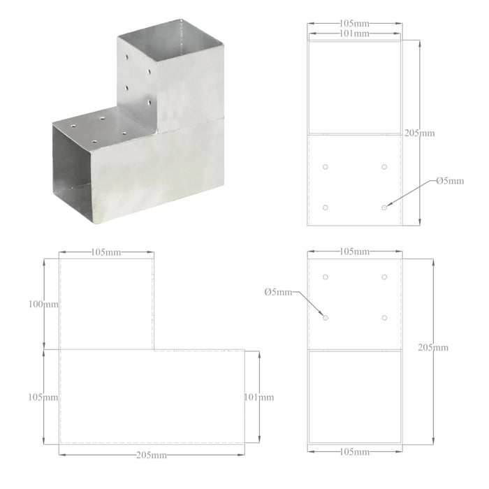 Conector de grindă, formă L, 101 x 101 mm, metal galvanizat - WALTI WALTI
