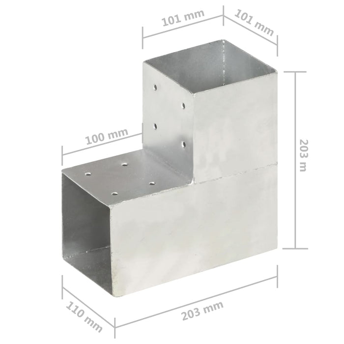 Conectori grindă, formă L, 4 buc, 101x101 mm, metal galvanizat - WALTI WALTI