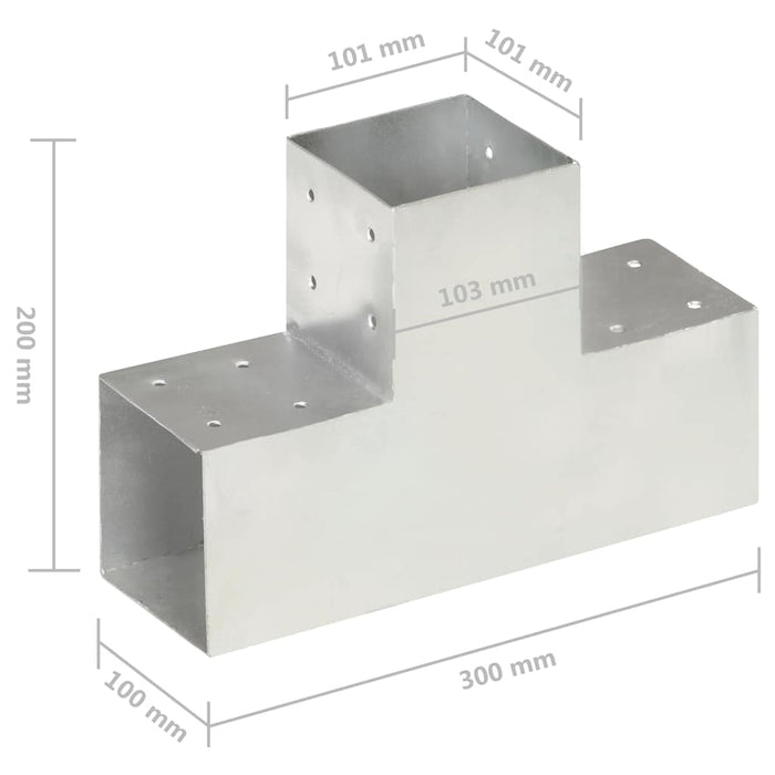 Conectori grindă, formă T, 4 buc, 101x101 mm, metal galvanizat - WALTI WALTI