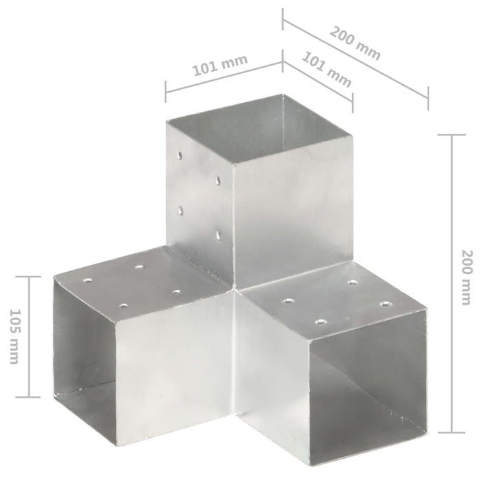 Conectori grindă, formă Y, 4 buc, 101x101 mm, metal galvanizat - WALTI WALTI
