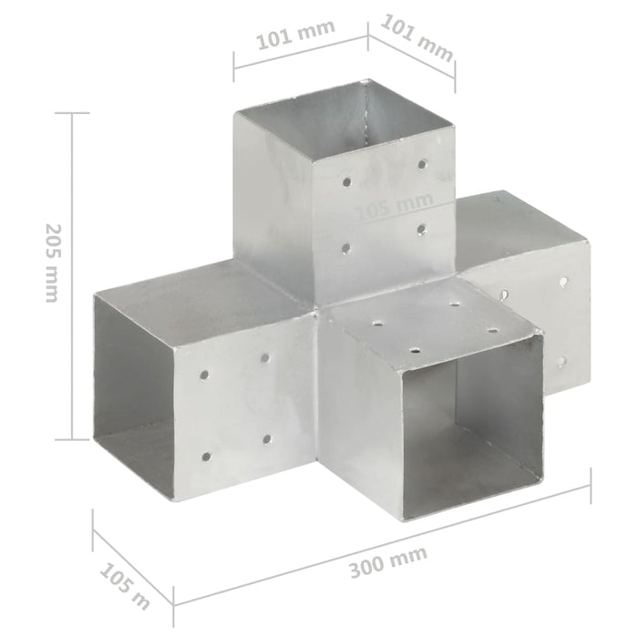 Conectori grindă, formă X, 4 buc, 101x101 mm, metal galvanizat - WALTI WALTI