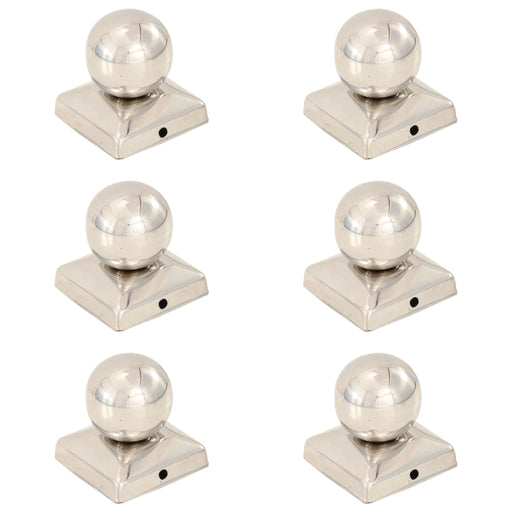 Capace stâlpi tip glob, 6 buc., 71 x 71 mm, oțel inoxidabil - WALTI WALTI